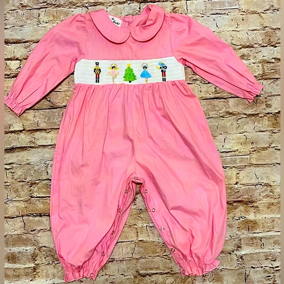 Marie Nicole Other - Marie Nicole Pink Smocked Nutcracker Christmas Holiday Romper size 12-18 months